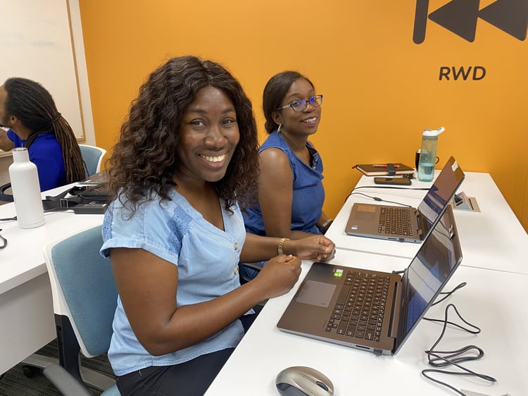 Melisa Hamilton and Sherolene Belnavis taking part in Enterprise Cayman programming for entrepreneurs